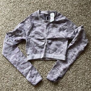 Gymshark long sleeve purple Camo crop top